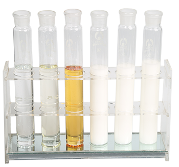 Various defoamers in colorimetric tubes